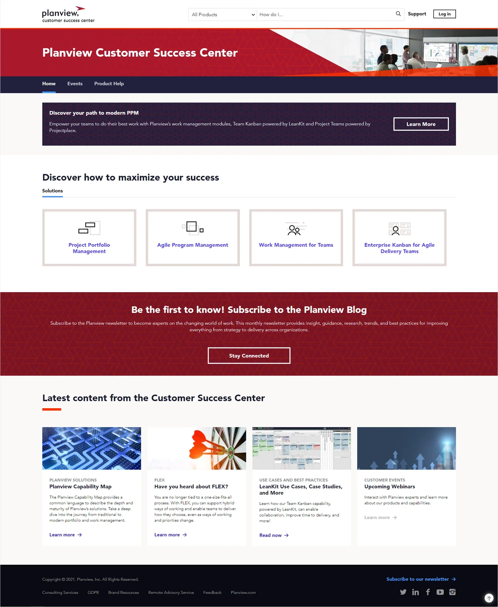 Old Customer Success Center homepage before redesign