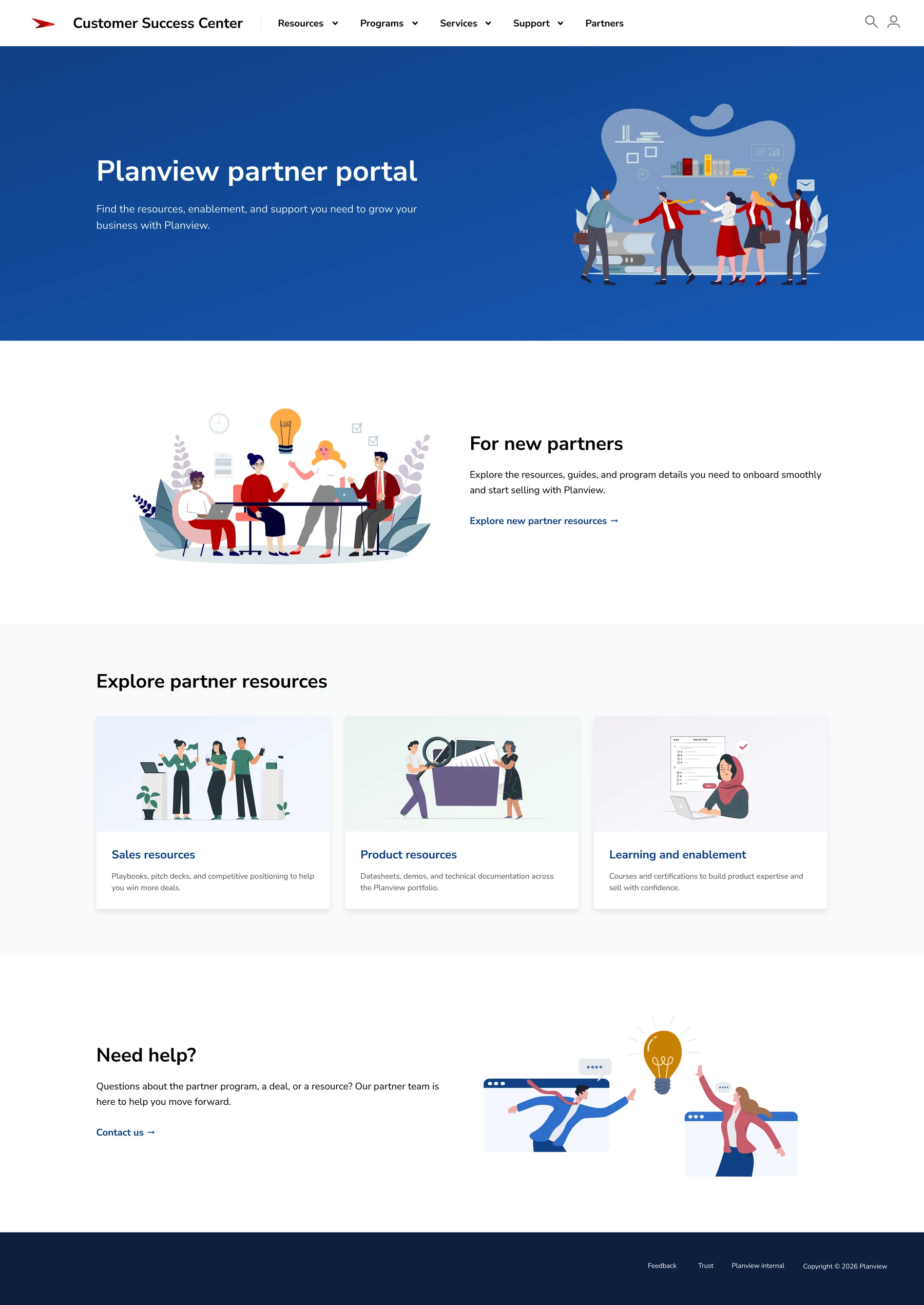 Planview Partner Portal home page — full page view