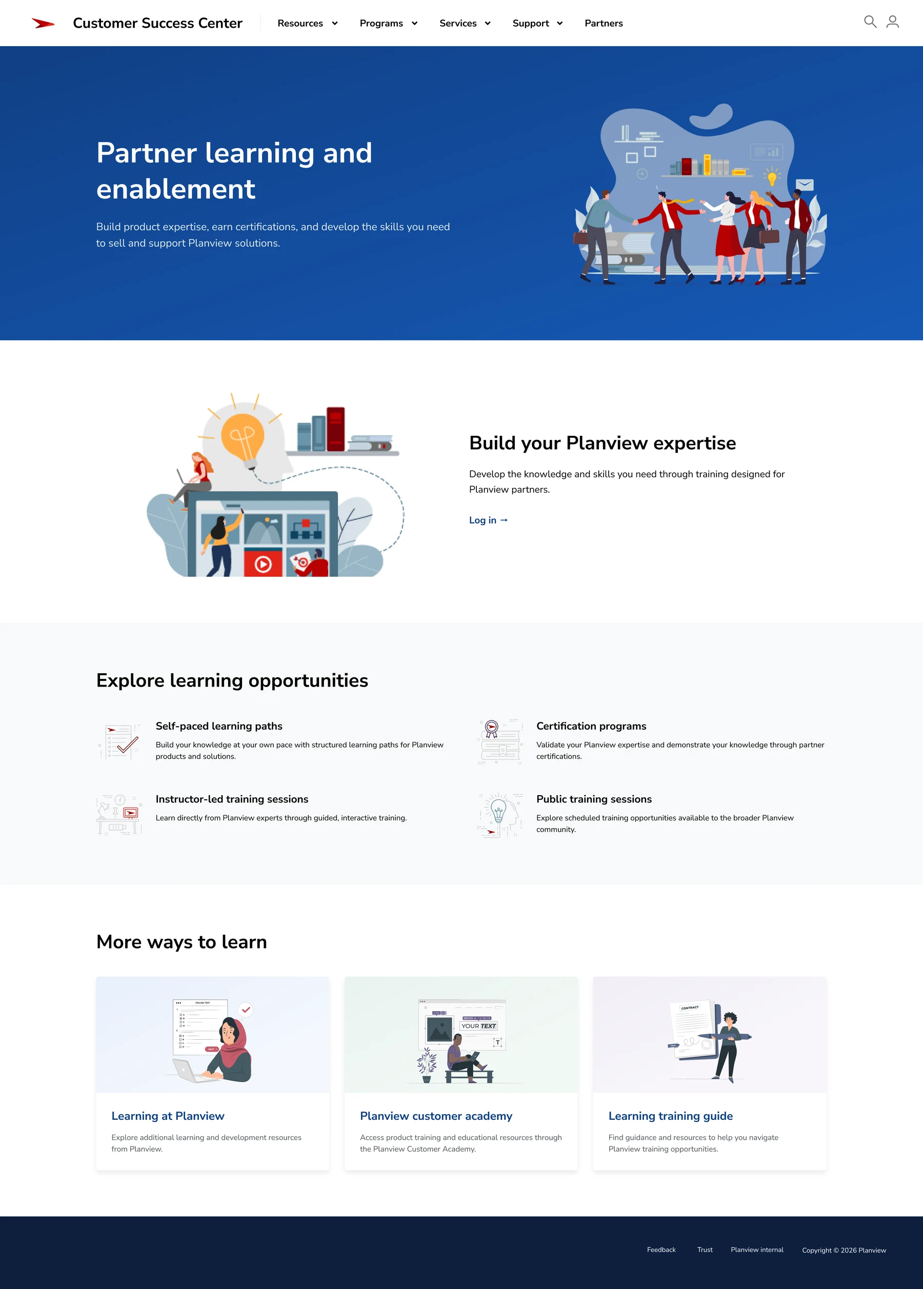 Partner learning and enablement page
