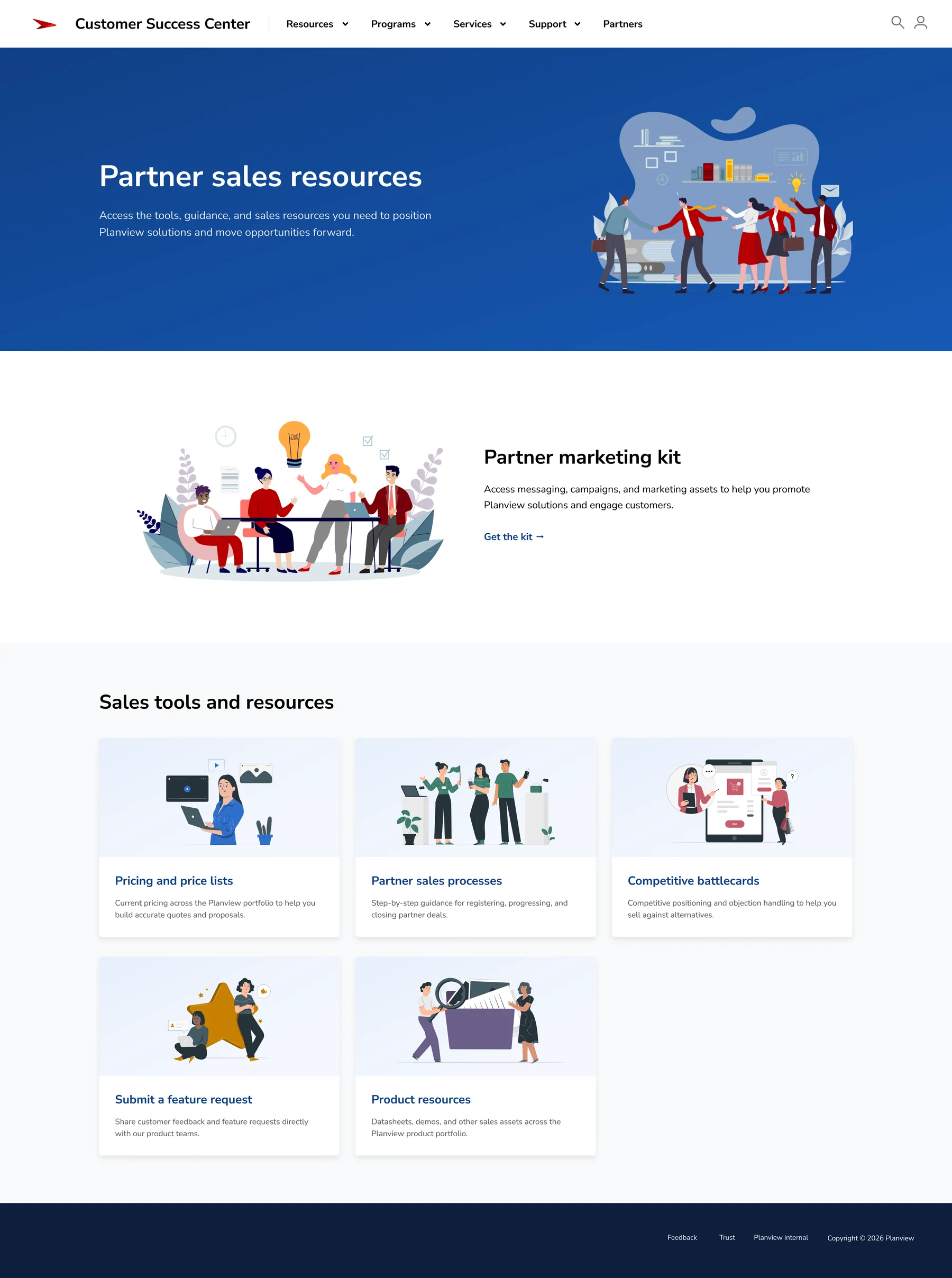 Partner sales resources destination page