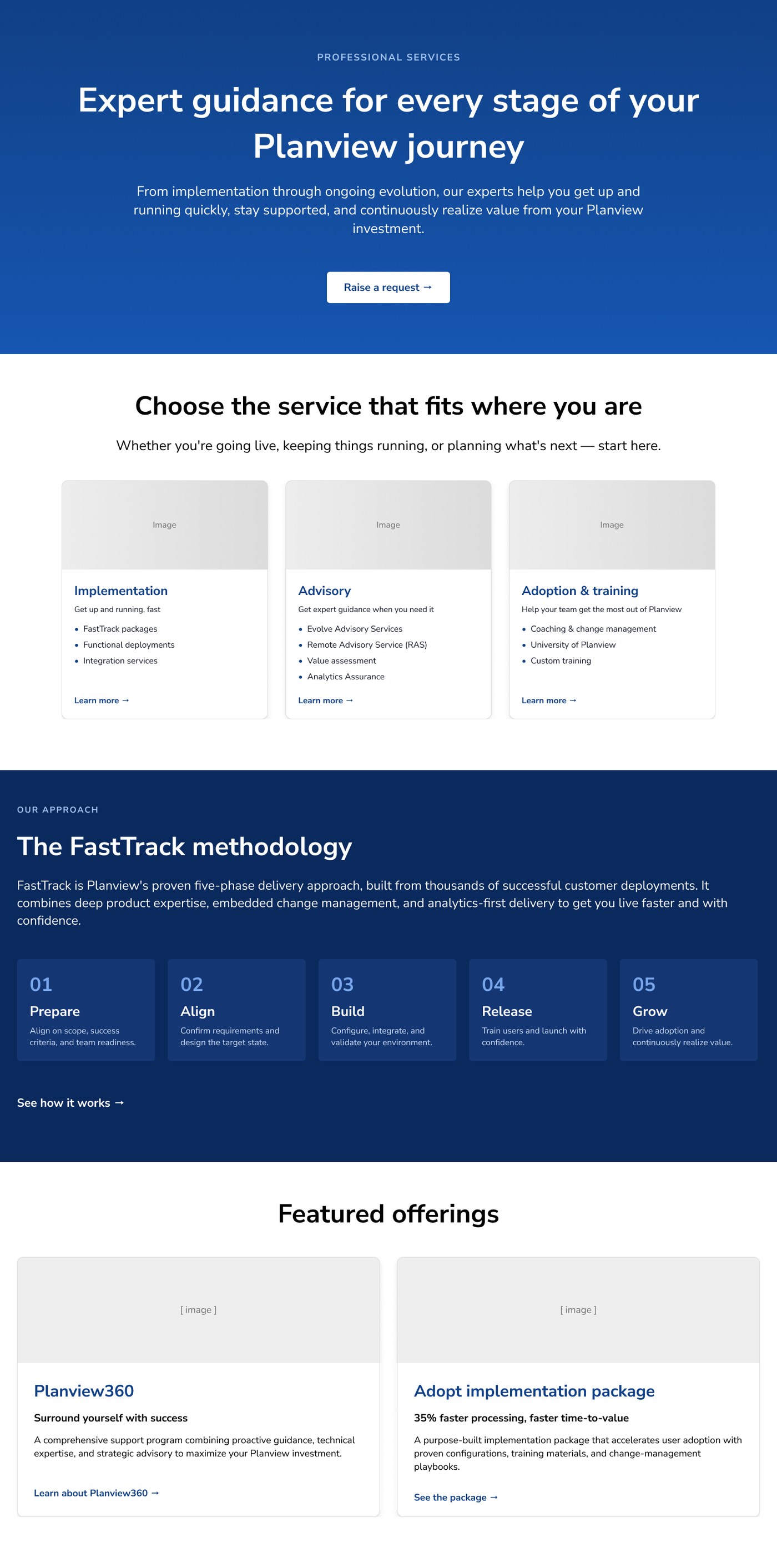 Professional Services landing page redesign — full page view