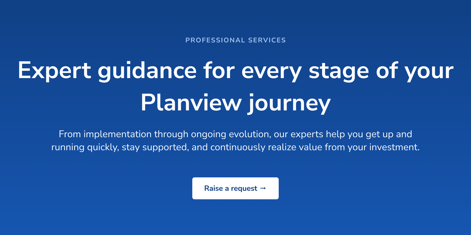 Professional Services landing page after redesign